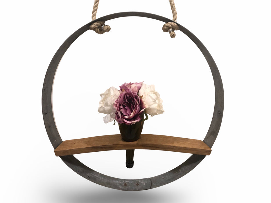 Barrel Hoop With Shelf & Wine Bottle Vase