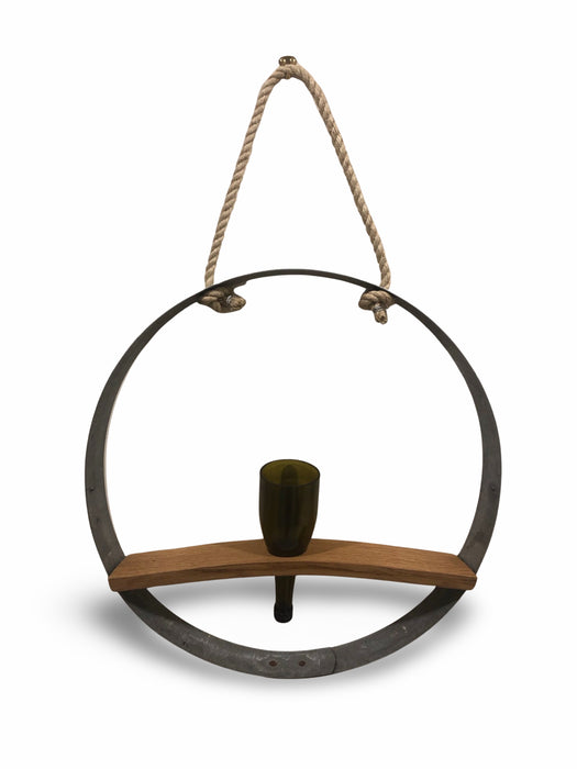 Barrel Hoop With Shelf & Wine Bottle Vase