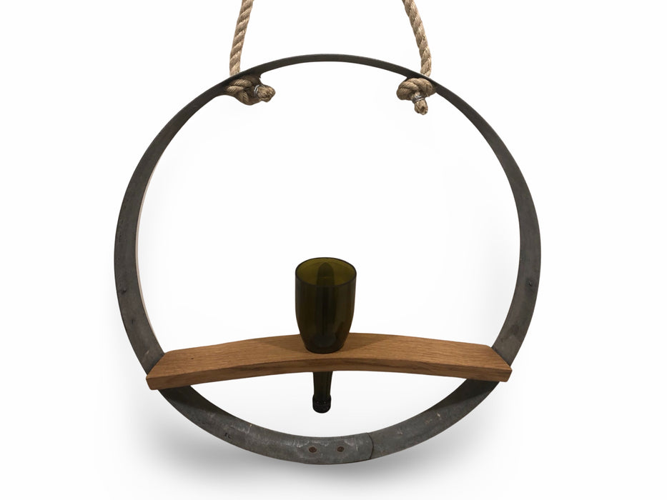 Barrel Hoop With Shelf & Wine Bottle Vase