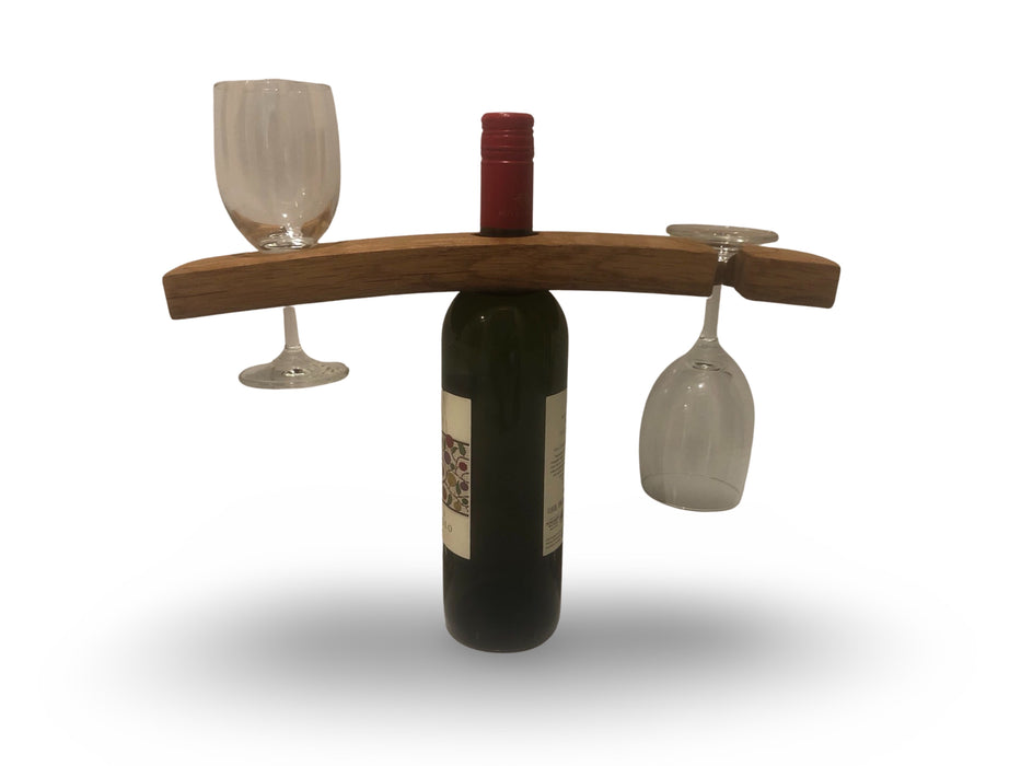 Barrel Stave Bottle & 2 Glasses Holder