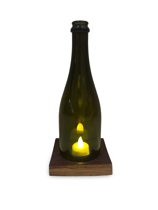 Wine bottle tea light lamp