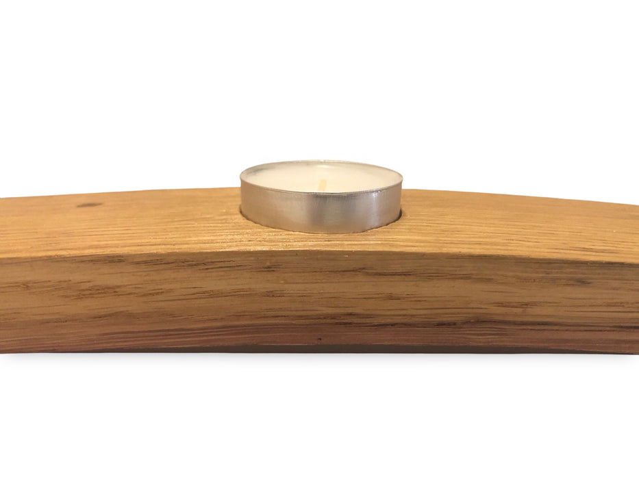 Barrel Stave Candle Holder With 3 Tea Lights