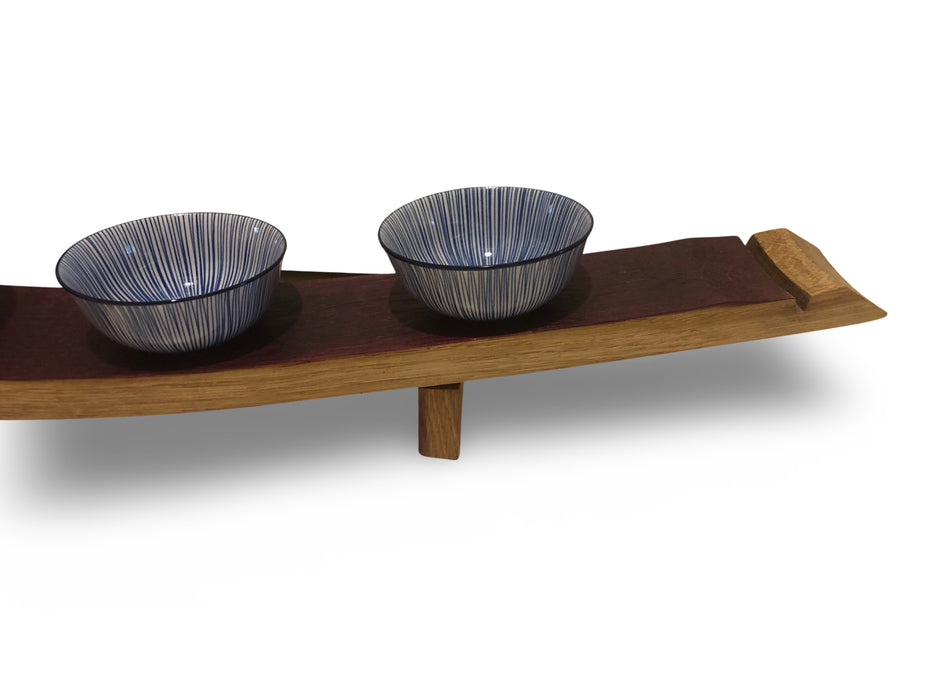 Barrel Stave Snack Platter With 4 Bowls