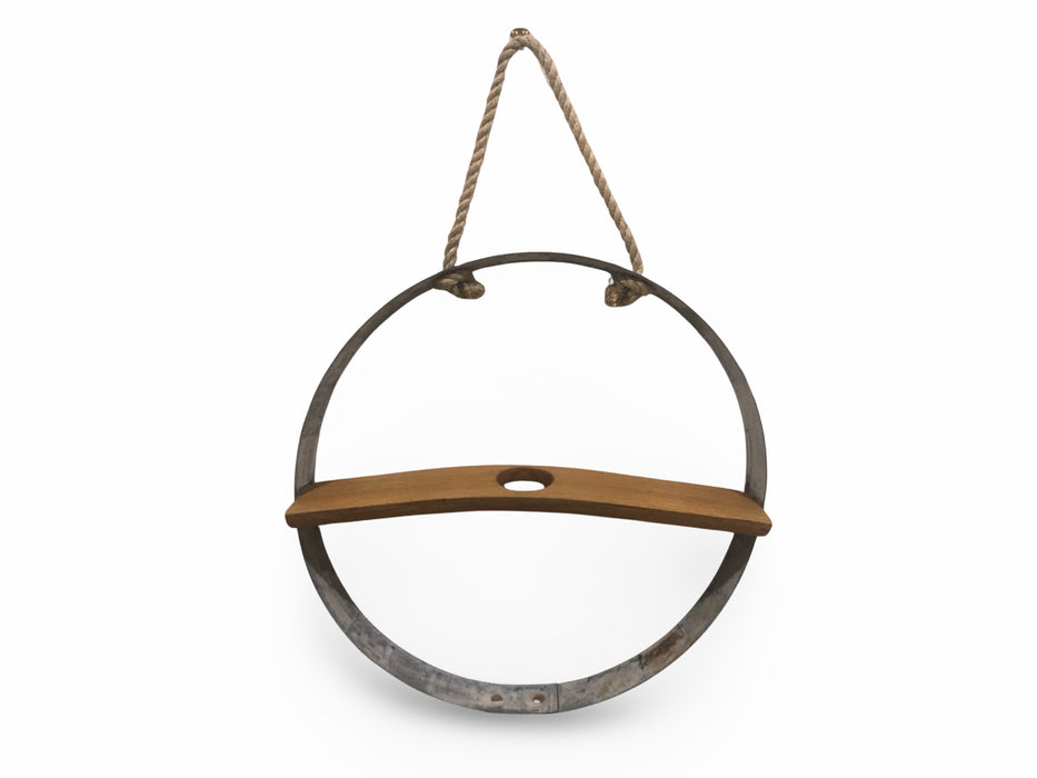 Barrel Hoop With Shelf & Hanging Plant